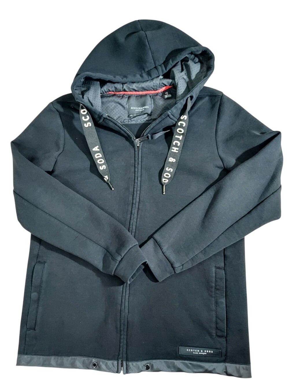 Scotch & Soda Club Nomade Black Zip-Up Hooded Sweatshirt M